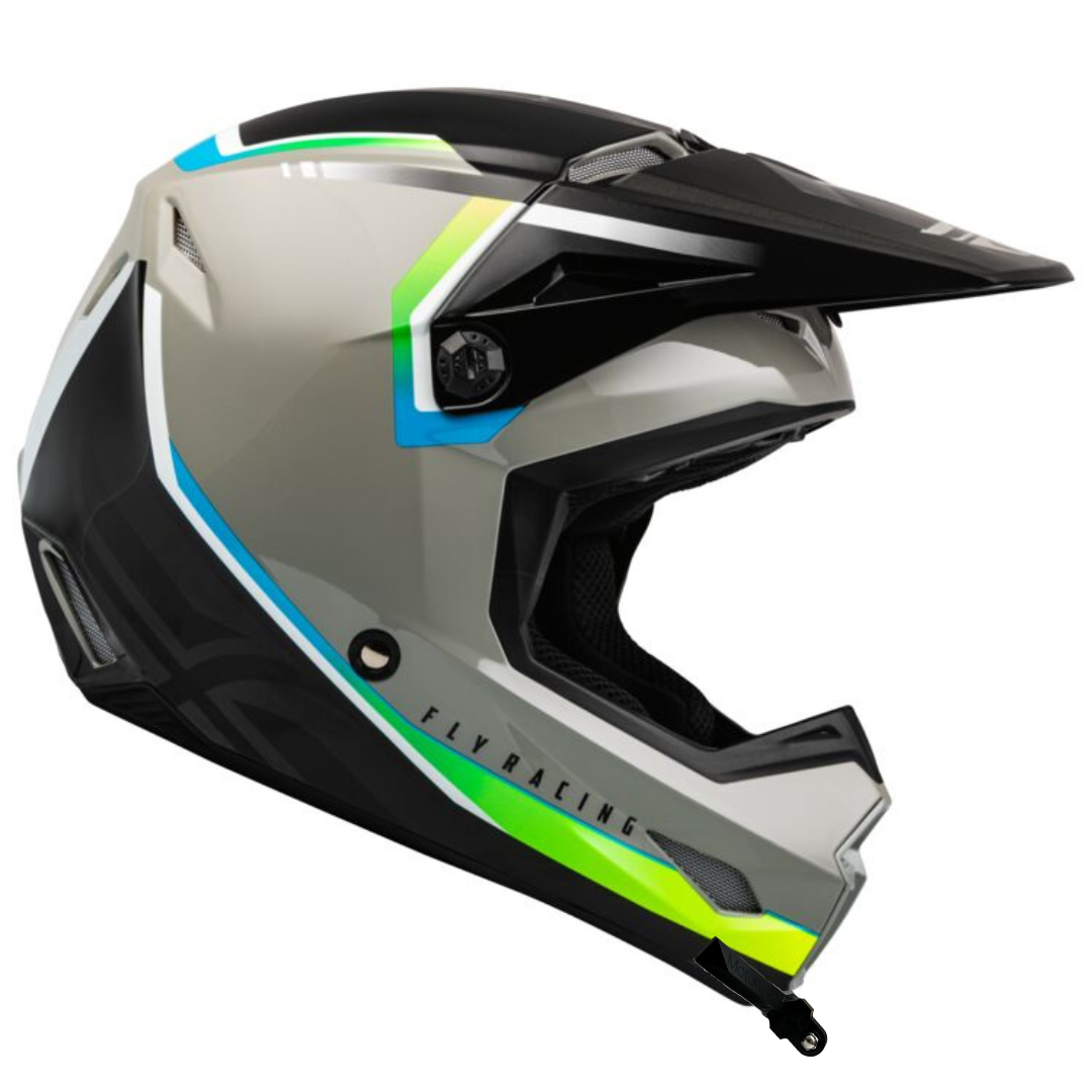 Lateral GoPro motorcycle helmet mount.