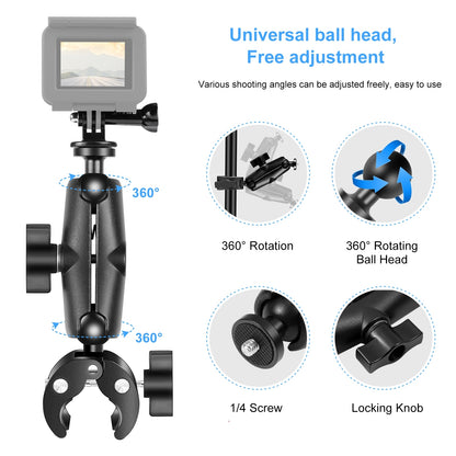 Universal Crab Claw Clamp Mount for GoPro, Insta360, and DJI Action Cameras