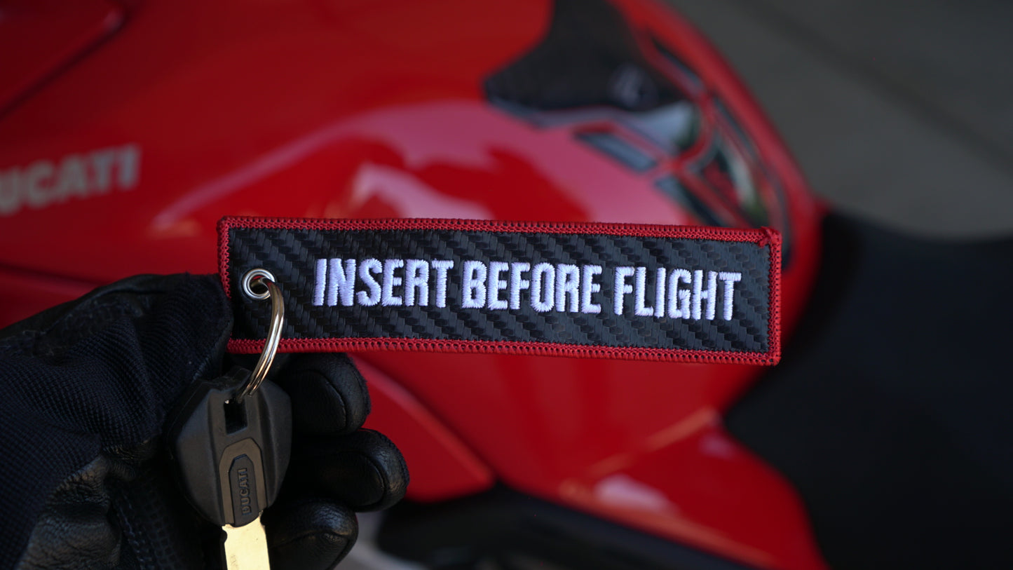 "Insert Before Flight" Carbon Fiber Style Keytag