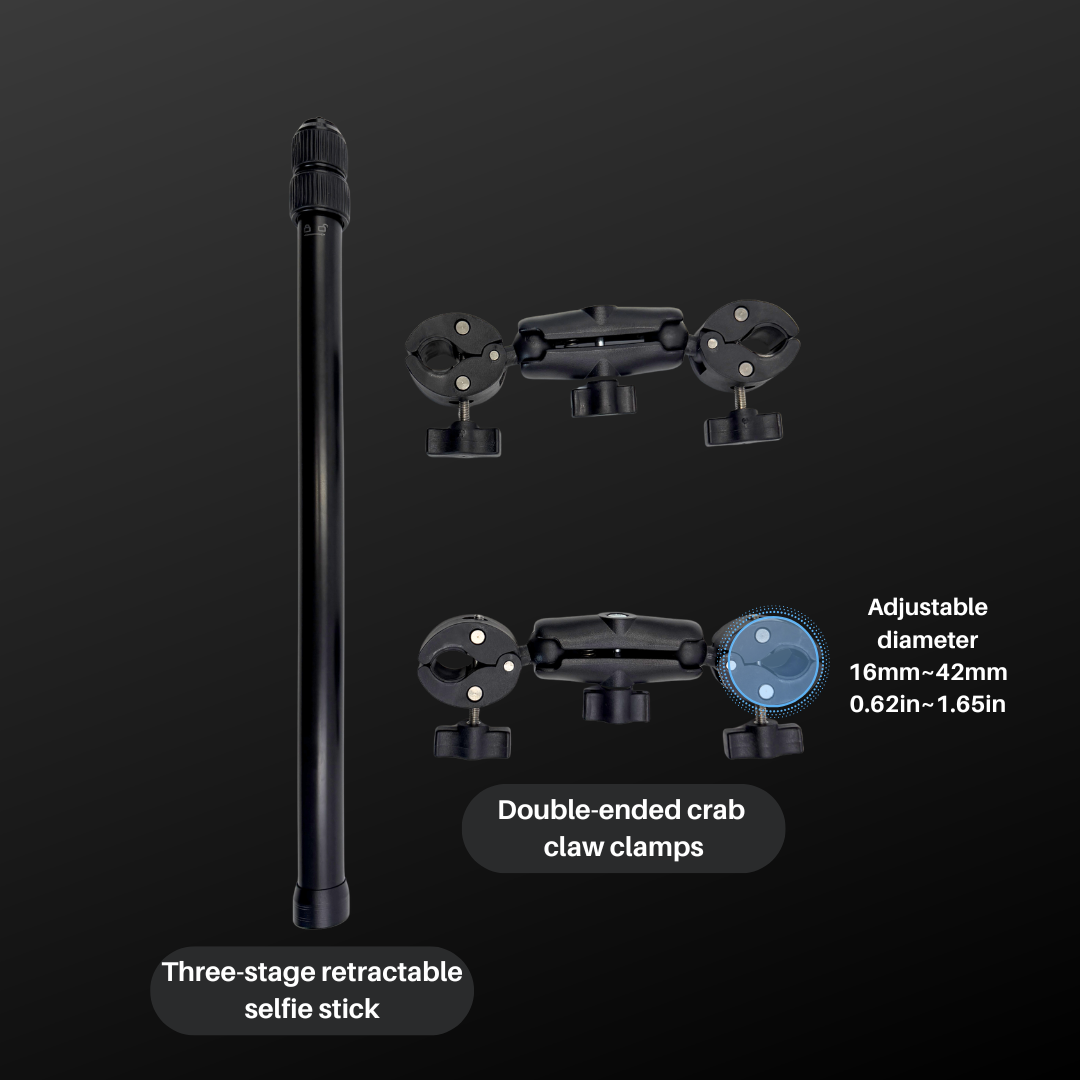 Hyper-Stable Dual-Point 360º Extendable Selfie Stick for Motorcycles