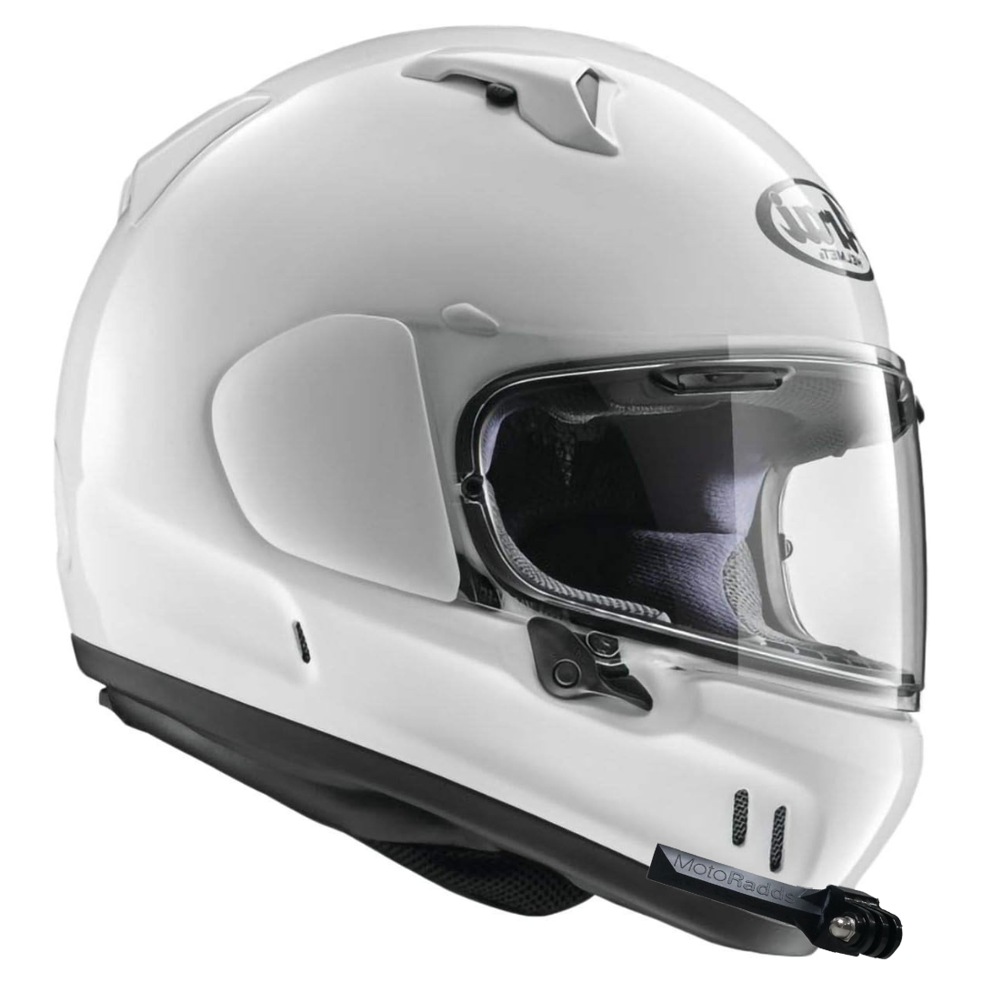 GoPro helmet chin mount for ARAI Defiant X, front side angle view