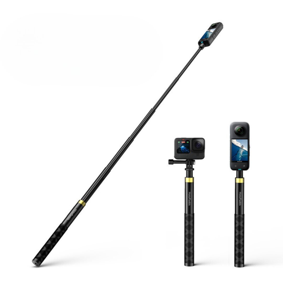 Telescoping selfie stick compatible with GoPro and Insta360