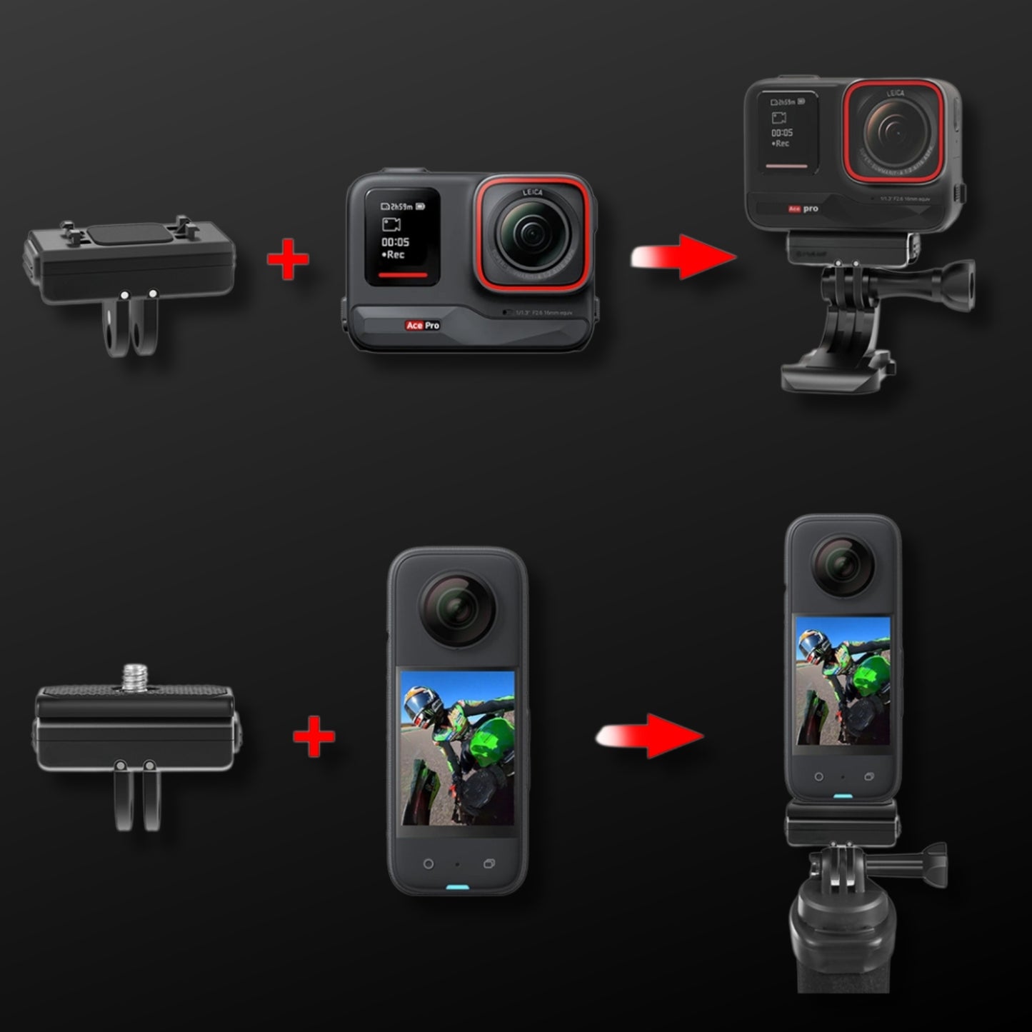 Quick Release Magnetic Base Mount for Insta360 Ace Pro/X4 (Black)