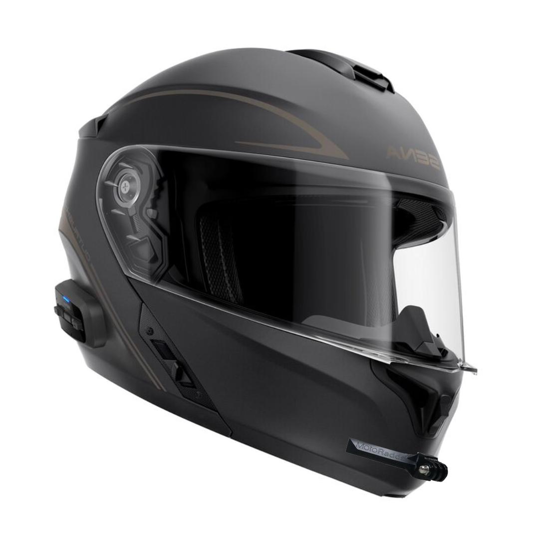 GoPro helmet chin mount for SENA OUTRUSH, front side angle view