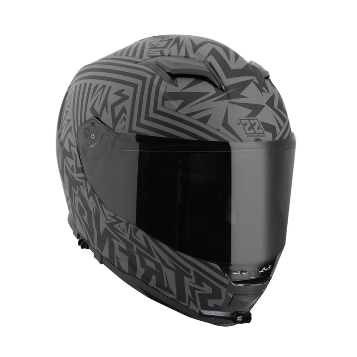 GoPro helmet chin mount for SPEED AND STRENGTH SS1650, front side angle view