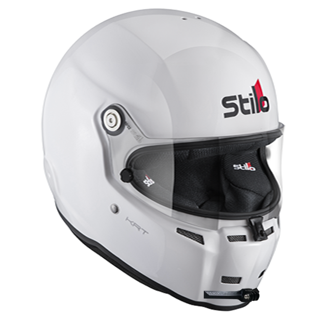 GoPro helmet chin mount for STILO ST5 Karting helmet, front side angle view