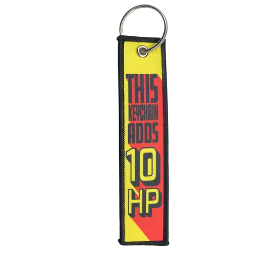 "This Keychain Adds 10hp" Textile Keytag