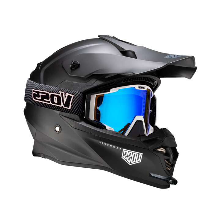 GoPro helmet chin mount for VOSS 801 X1, front side angle view