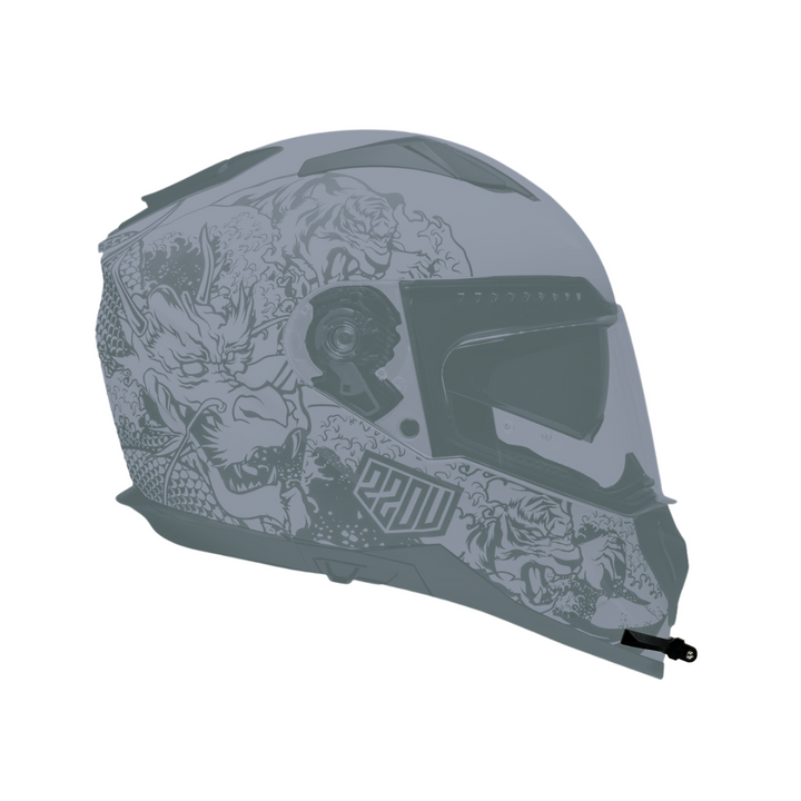 GoPro helmet chin mount for VOSS 989, front side angle view