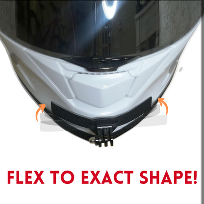 Chin mount on front chin area of helmet showing it forming to the exact helmet shape